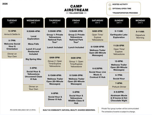 6-Night Camp Airstream: Yellowstone